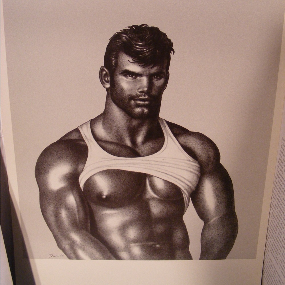 Vintage Tom Of Finland Muscle T-Shirt 12x17 Print Poster Gay Erotic Male Tasche…